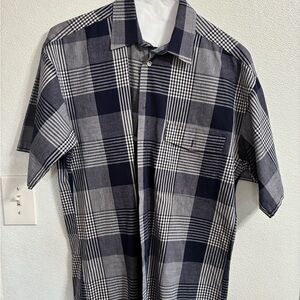 Men's Christian Dior Navy and White Plaid Shirt M